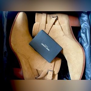Saint Laurent Suede Ankle Boots - Booties - Tan - Size 39 Womens - Brand NIB